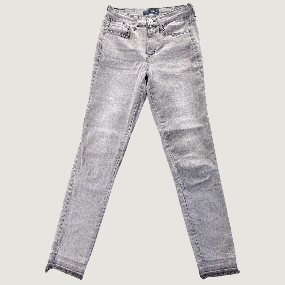 Aeropostale High Waisted Womens Size 2 Ankle Jegging Grey Raw Hem Skinny Jeans